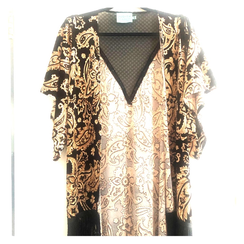 Gold and black Velvet like touch & black fringe SM